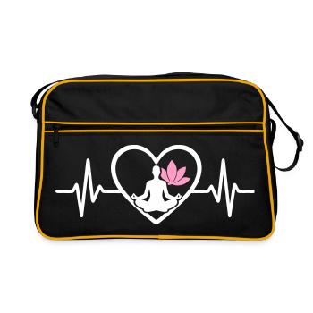 Yoga Cœur Femme Silhouette Lotus Bien-être - Sac Retro - noir/or - Devant