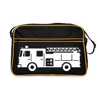 Fire Brigade Emergency Vehicle Silhouette - Retro Bag - black/gold - Front