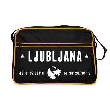 Ljubljana Coordonnées GPS Globe Typographie Modern - Sac Retro - noir/or - Devant