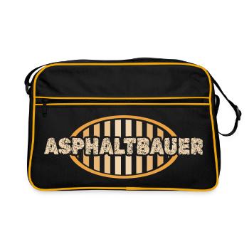 Geschenk für Asphaltbauer - Retro Tasche - Schwarz/Gold - Vorne