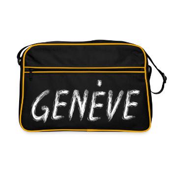 Genfer stilisierte Pinselbuchstaben - Retro Tasche - Schwarz/Gold - Vorne