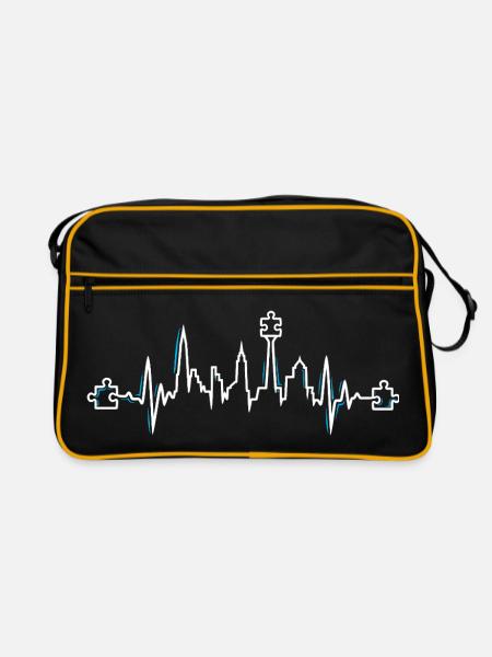 Herzschlag Puzzle - Retro Tasche - Schwarz/Gold