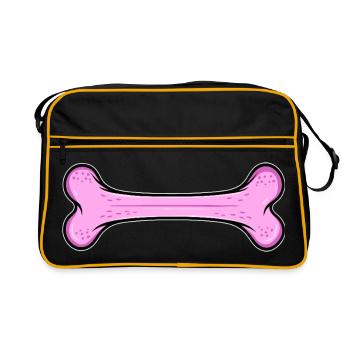 Pinkes Hundeknochen - Retro Tasche - Schwarz/Gold - Vorne