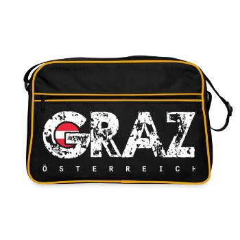 Logo Grunge de la ville de Graz, Autriche - Sac Retro - noir/or - Devant