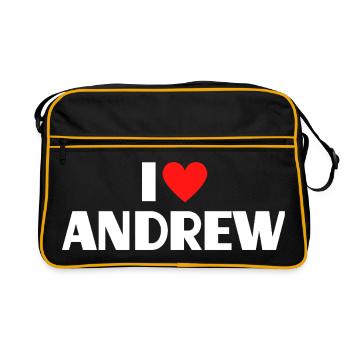 J'aime Andrew Red Heart, fan du nom romantique - Sac Retro - noir/or - Devant
