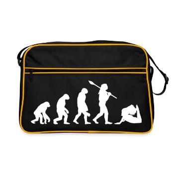 Evolution des Yoga Lustiges Namaste-Yoga-Geschenk - Retro Tasche - Schwarz/Gold - Vorne