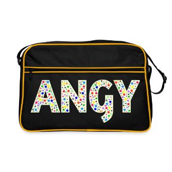 Angy Dotday name - Retro Tasche - Schwarz/Gold - Vorne