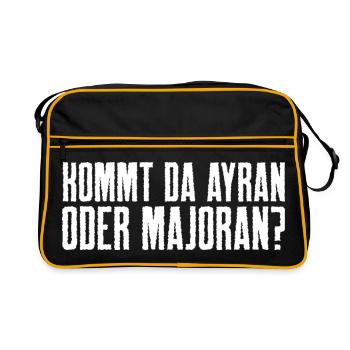 Kommt da Ayran oder Majoran? – Döner Spruch - Retro Tasche - Schwarz/Gold - Vorne