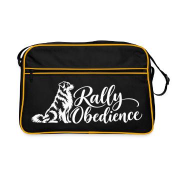 Rally Obedience – Australian Shepherd Aussie - Retro Tasche - Schwarz/Gold - Vorne