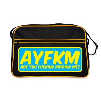 sticker acronym AYFKM are you fucking kidding me - Retro Bag - black/gold - Front