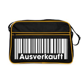 Ausverkauft Barcode – Merch für Shop & Einkauf - Retro Tasche - Schwarz/Gold - Vorne