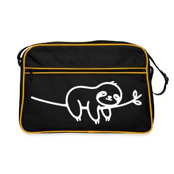 Motif animal du paresseux endormi sur une branche - Sac Retro - noir/or - Devant