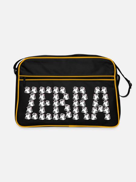 Cartoon zebra typography - Retro Bag - black/gold - Front
