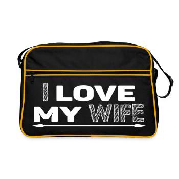 I Love My Wife SVG – Romantisches Spruch-Design - Retro Tasche - Schwarz/Gold - Vorne
