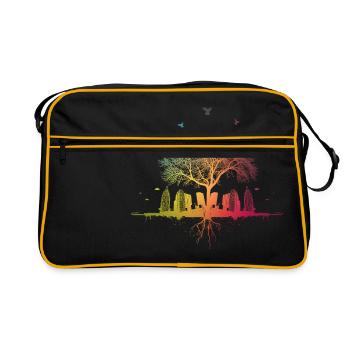 blurred city / forest tree city colors birds - Retro Bag - black/gold - Front