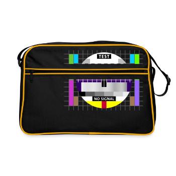 Testbild test card status no signal screen Display - Retro Tasche - Schwarz/Gold - Vorne