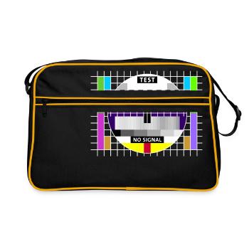 Testbild test card status no signal screen Display - Retro Tasche - Schwarz/Gold - Vorne