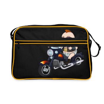 Motorrad Baby Punker Peace Sonnenbrille Windeln - Retro Tasche - Schwarz/Gold - Vorne