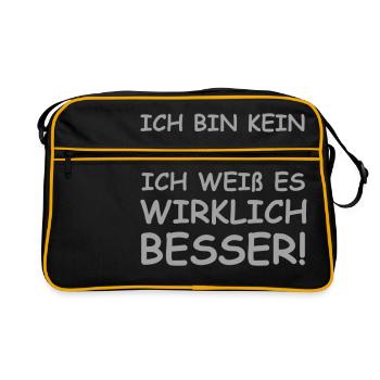 Lustiger Klugscheißer Spruch - Retro Tasche - Schwarz/Gold - Vorne