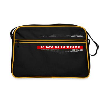Hashtag Barnim: Alle Orte in einem Shirt! - Retro Tasche - Schwarz/Gold - Vorne
