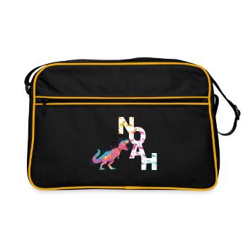 Noah - Beau nom de garçon avec des dinosaures cool - Sac Retro - noir/or - Devant