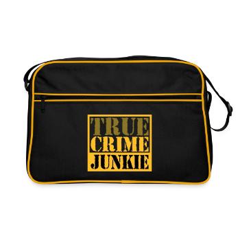 True Crime Junkie | Farben änderbar - Retro Tasche - Schwarz/Gold - Vorne