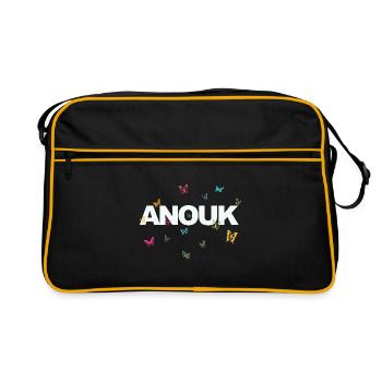 Anouk - Beautiful name with butterflies, girls - Retro Bag - black/gold - Front