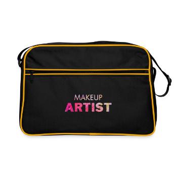 Cool pink marble MAKEUP ARTIST design. - Retro Bag - black/gold - Front