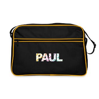 Paul - Beau nom de garçon avec des dinosaures cool - Sac Retro - noir/or - Devant
