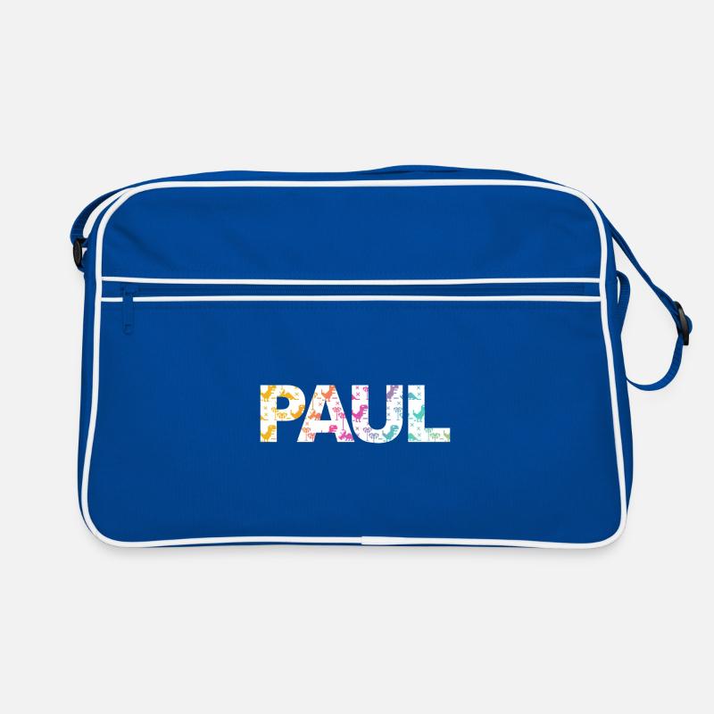 Paul - Beautiful boy name with cool dinosaurs Retro Bag