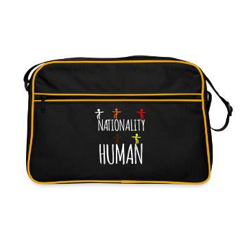 Gegen Rassismus - Retro Tasche - Schwarz/Gold - Vorne