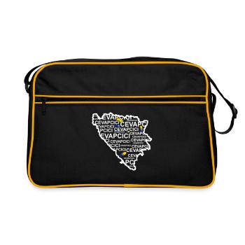 Cevapcici Bosnien Hackfleisch Wurst - Retro Tasche - Schwarz/Gold - Vorne