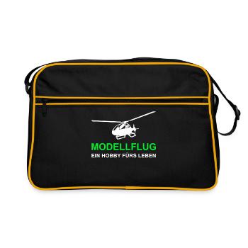 Modellbau Modellflug Hubschrauber - Retro Tasche - Schwarz/Gold - Vorne
