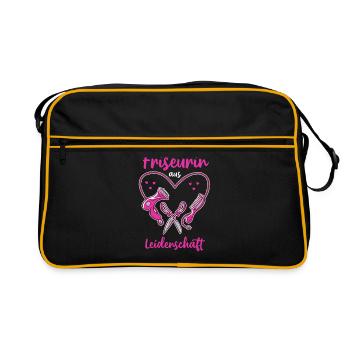Friseurin aus Leidenschaft - Friseurin Geschenk - Retro Tasche - Schwarz/Gold - Vorne