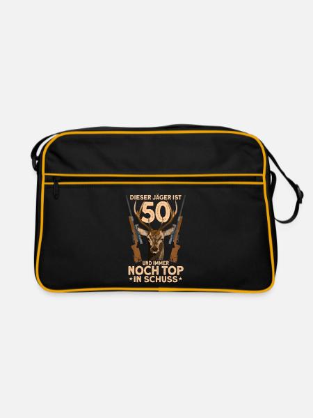 50 Jahre Rehbock Jäger Geburtstag Jagen Geschenk - Retro Tasche - Schwarz/Gold