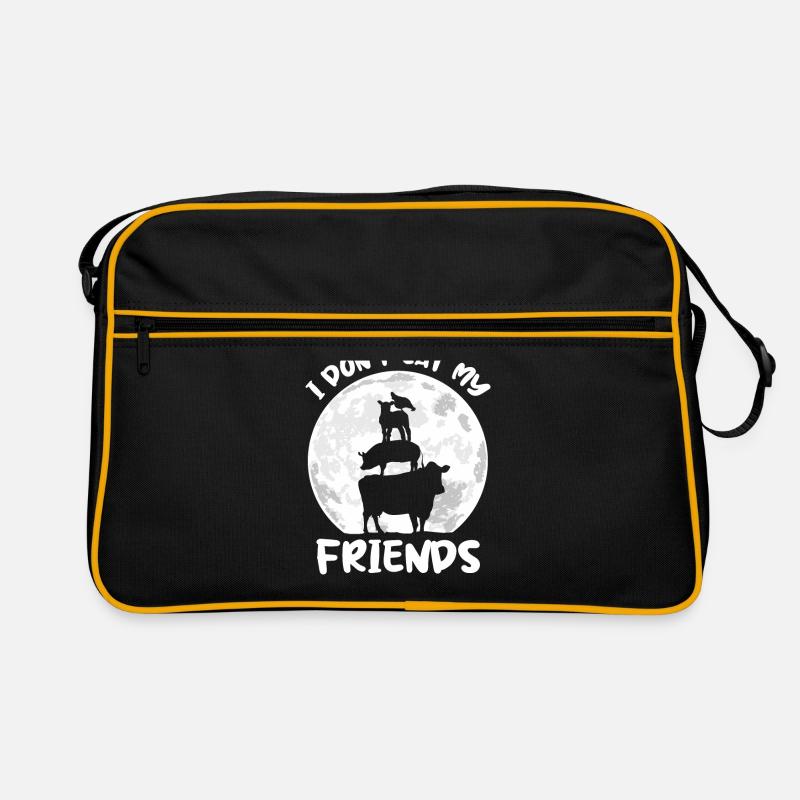Cadeau végétarien végétalien végétarien - Sac Retro - noir/or