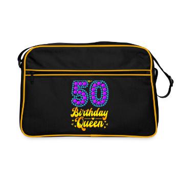 50 anniversaire Couronne d’anniversaire de reine 50e anniversaire - Sac Retro - noir/or - Devant