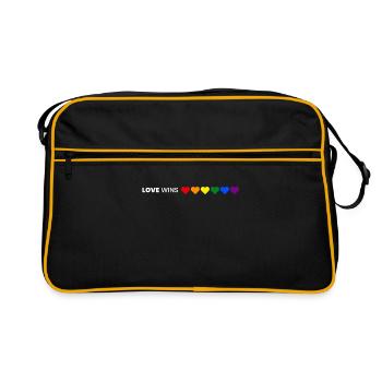 Arc en ciel, LGBT, Amour, Mariage, JGA - Sac Retro - noir/or - Devant