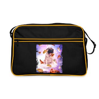 Pug Galaxy Tacos Pizza Burrito Idée Cadeau Chien - Sac Retro - noir/or - Devant