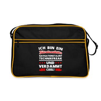 Fahrdienstleiter und Eisenbahner Lokomotive Bahn - Retro Tasche - Schwarz/Gold - Vorne