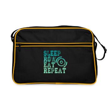 Life Concept for Rowers SLEEP, ROW, EAT, REPEAT - Retro Bag - black/gold - Front