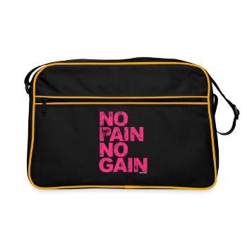 No Pain No Gain - Entraînement Fitness Hommes Femmes - Sac Retro - noir/or - Devant