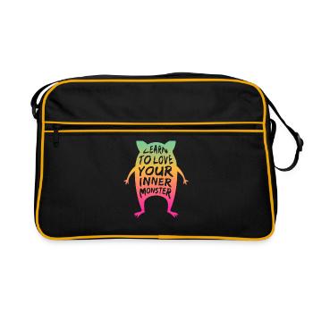 Learn to Love Your Inner Monster - Retro Tasche - Schwarz/Gold - Vorne