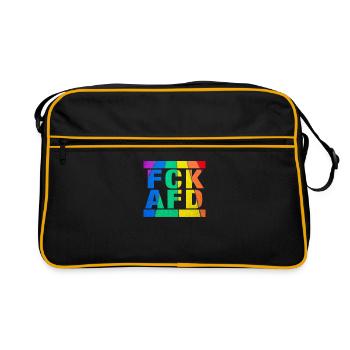 Contre les nazis - FCK AFD - Contre la droite - LGBTQ - Sac Retro - noir/or - Devant