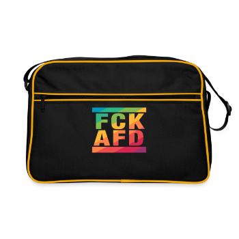 Contre les nazis - FCK AFD - Contre la droite - LGBTQ - Sac Retro - noir/or - Devant