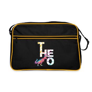 Theo - Beautiful boy name with cool dinosaurs - Retro Bag - black/gold - Front