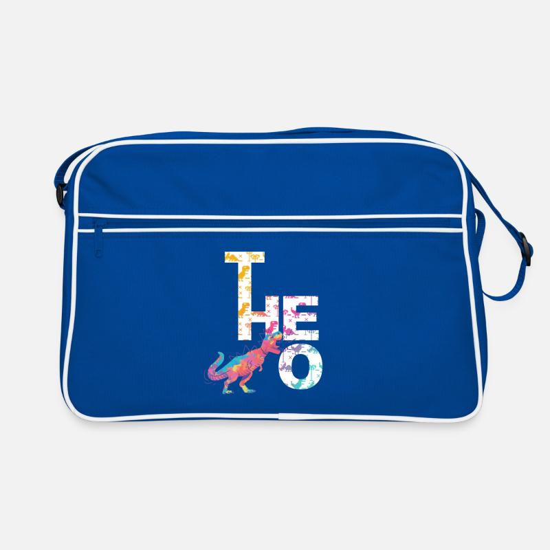 Theo - Beautiful boy name with cool dinosaurs Retro Bag