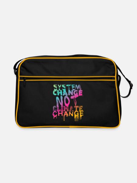 System Change - not Climate Change - Retro Bag - black/gold - Front