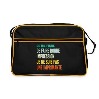 Humour Homme - Je me fiche de faire bonne impre... - Sac Retro - noir/or - Devant