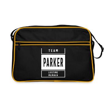 Cadeau d'anniversaire personnalisé par Parker - Sac Retro - noir/or - Devant